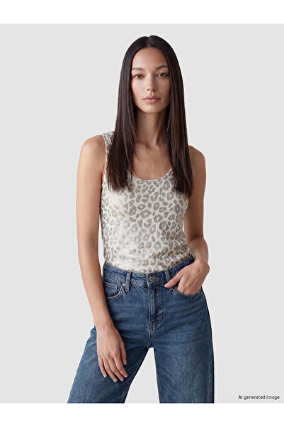 LC Waikiki NEVAVM Maiou de damă cu model leopard, 100% bumbac, cu diferență d...