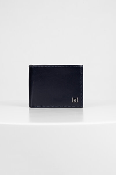 BAYDERİ Jaqu Genuine Leather Polite Men's Wallet Navy Blue