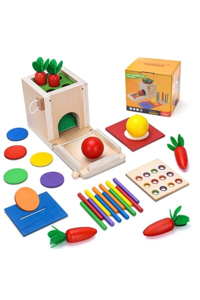 Loka Market Jucărie educativă Montessori 4 în 1, Loka ® Cutie pentru permanen...