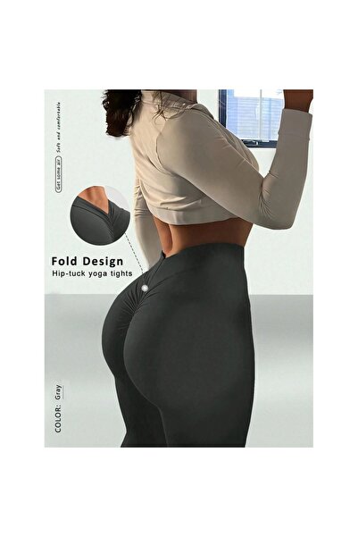 OEM Pantaloni de yoga modelatori cu talie înaltă, detalii în formă de V pentr...