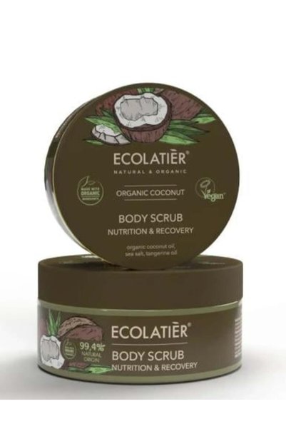 ECOLATIER مقشر جسم عضوي من جوز الهند لتغذية البشرة 300 جرام