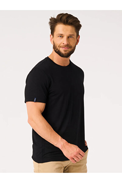 KEY Tricou barbati Key, L, negru, fibra de bambus, croiala usor mulata