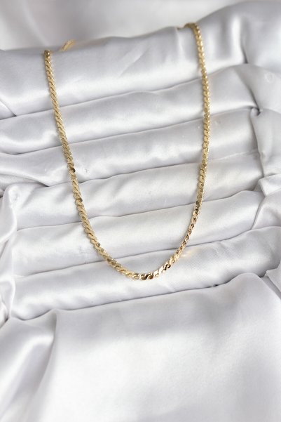ForWhat Golden Brass Covered Crushed Snake Chain cm Women's Necklace for Eleg...