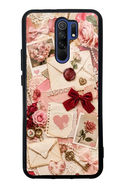 S Mode حافظة هاتف Xiaomi Redmi 9 Love Letter Garden Design لامعة