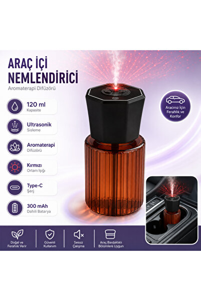 Hil Tech Eminönü Toptan Elektronik Araç İçi 120 ml Ultrasonik Hava Nemlendiri...