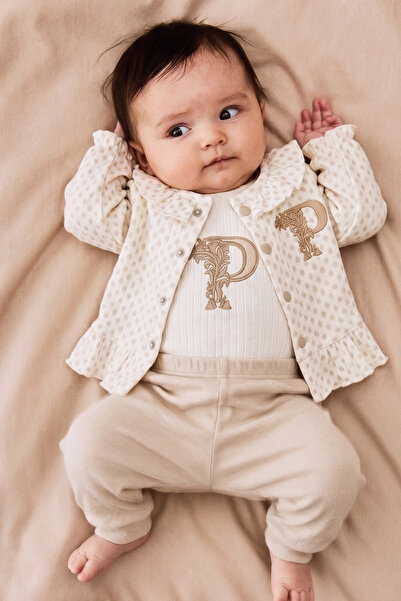 Rocha Baby Baby Girl Ruffle Jacket, Snap-On Bodysuit & Pants 3-Piece Set