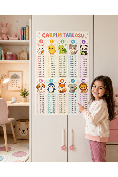 Genel Markalar Kawaii Sevimli Hayvanlar Çarpım Tablosu 1-10 Kendinden Yapışka...