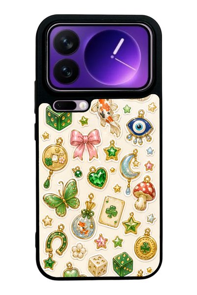 S Mode Xiaomi 17 Pro Max Glossy Phone Case with Lucky Star Charms Design