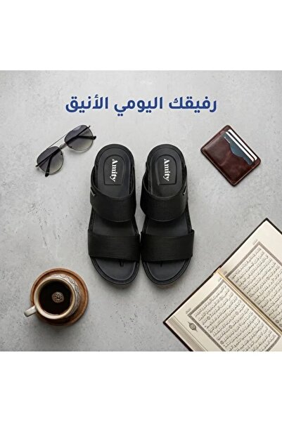 Amity Unique Minimalist Men Arabic Leather Slides Designed by Renowned Italia...