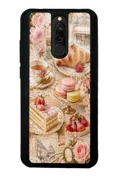 S Mode حافظة هاتف Xiaomi Redmi 8 بتصميم باريسي لامع بتصميم الشاي والمعجنات