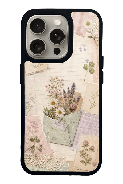 S Mode حافظة هاتف لامعة بتصميم Wildflower Diary لهاتف iPhone 15 Pro