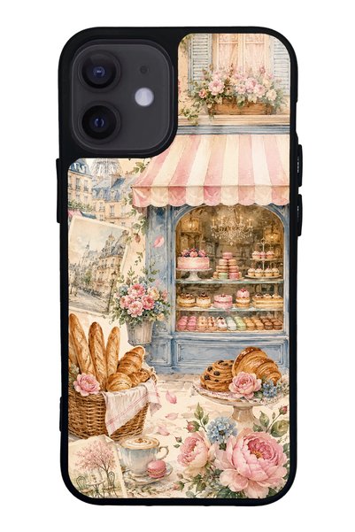 S Mode iPhone 12 Mini Paris Café Bloom Design Glossy Phone Case