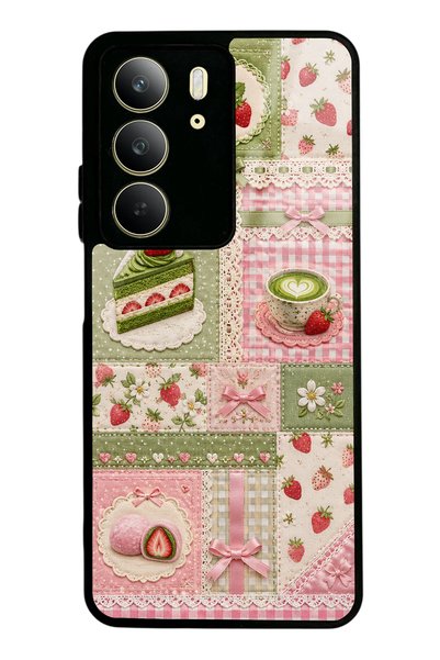 S Mode حافظة هاتف لامعة بتصميم Realme C75 Matcha Berry Quilt