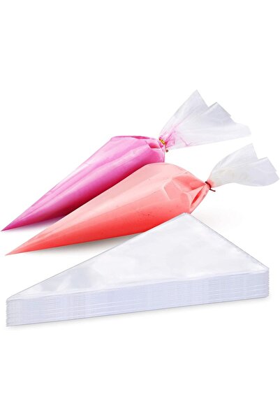 OEM Set 100 pungi de decorare mici din plastic, transparente, 24x17.5cm