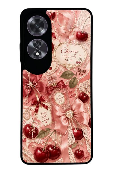 S Mode حافظة هاتف لامعة بتصميم Coquette من Oppo A60 Cherry Parfum