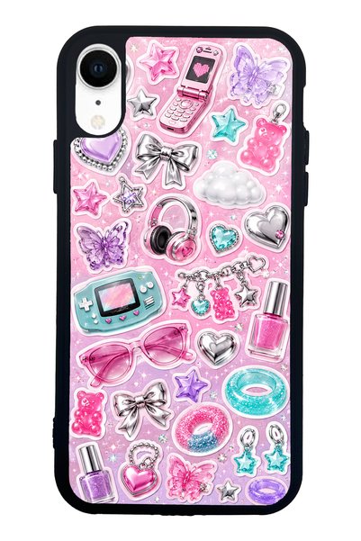 S Mode حافظة هاتف لامعة بتصميم iPhone XR Y2K Sticker Dreams