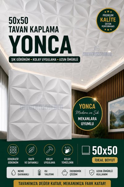 GÜLOĞLU STROPİYER 8 Adet Tavan Yonca Kaplama 50x50