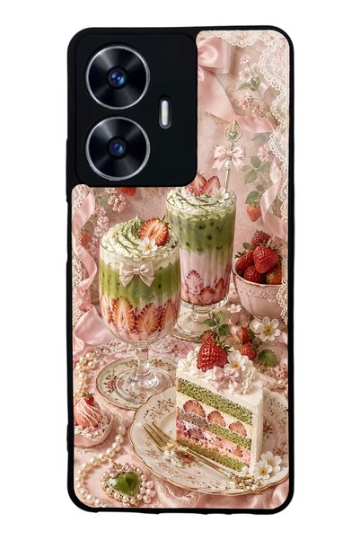S Mode حافظة هاتف لامعة بتصميم Realme C55 Berry Matcha Dream