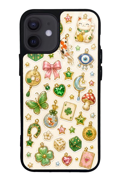 S Mode iPhone 12 Mini Glossy Phone Case with Lucky Star Charms Design