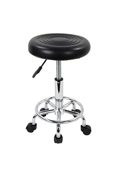 Sumkyle PU Leather Modern Round Rolling Stool with Footrest Height Adjustable...