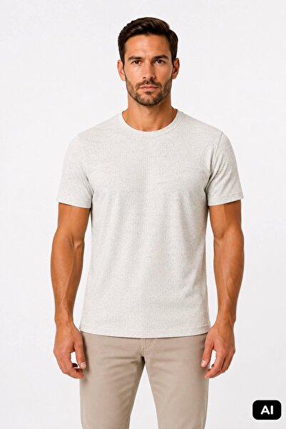 İgs Blue Standard Fit Crew Neck Patterned T-Shirt