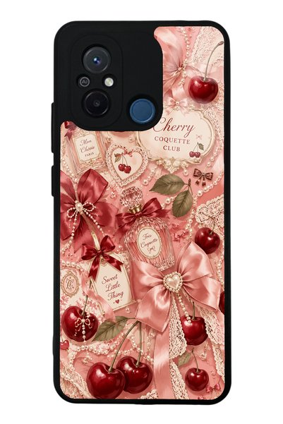 S Mode Xiaomi Redmi 12C Glossy Phone Case with Cherry Parfum Coquette Design