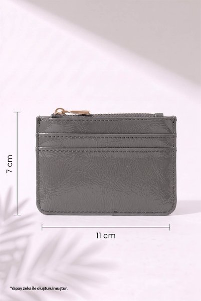 InStyle Zippered Gray Card Holder Wallet