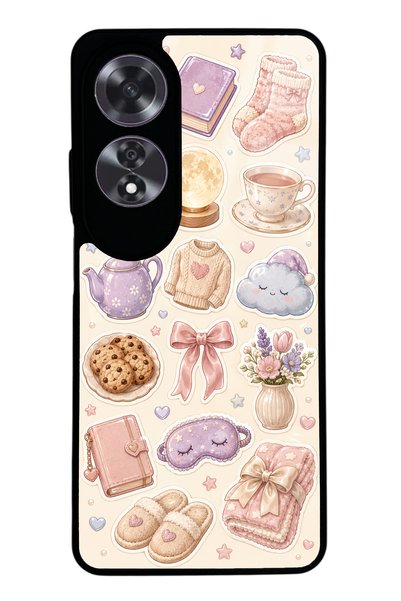S Mode حافظة هاتف لامعة بتصميم Pastel Sleepover لهاتف Oppo A60
