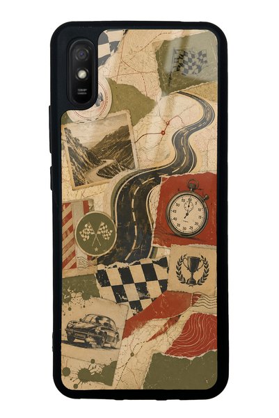 S Mode حافظة هاتف Xiaomi Redmi 9A بتصميم Retro Road Racing لامعة