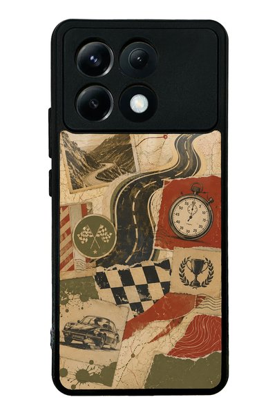 S Mode حافظة هاتف Xiaomi Poco X6 Pro بتصميم Retro Road Racing لامعة