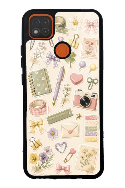S Mode Xiaomi Redmi 9C Glossy Phone Case with Floral Study Notes Design