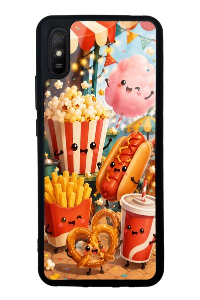 S Mode حافظة هاتف لامعة بتصميم حفلة طعام ممتعة لهاتف Xiaomi Redmi 9A