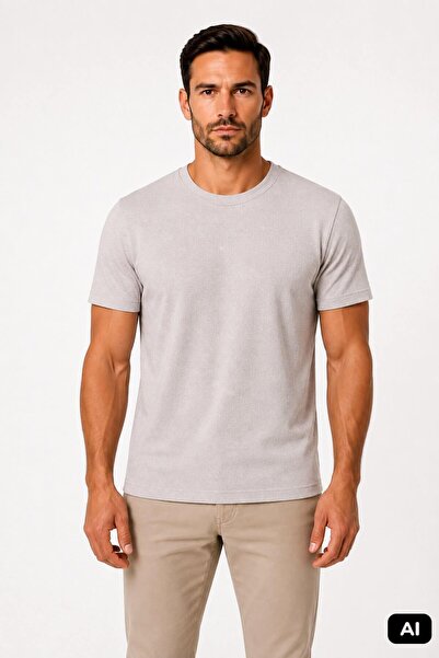 İgs Gray Standard Fit Crew Neck Patterned T-Shirt