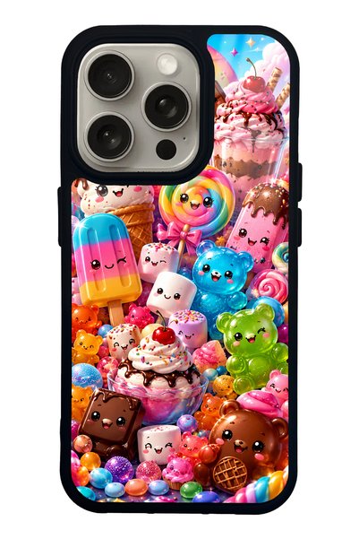 S Mode iPhone 15 Pro Kawaii Candy Party Design Glossy Phone Case