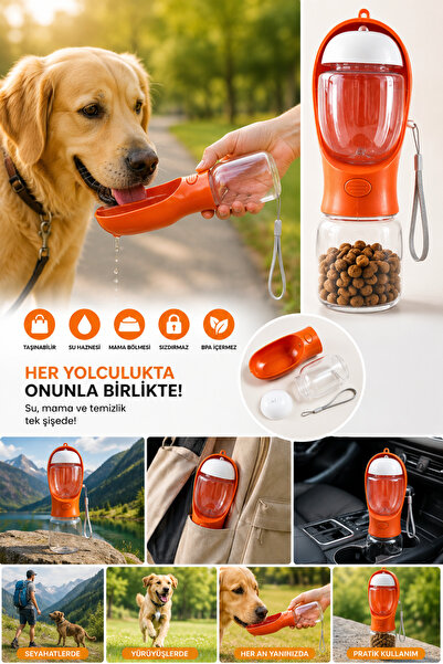 MİANNA Köpek Su Şişesi 350 ml – Taşınabilir Mama ve Su Kabı – Gezdirme ve Sey...
