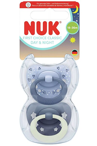 Nuk First Choice Classic 2li Gece/Gündüz Silikon Damaklı Emzik,18-36ay