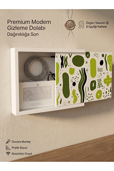 wudie Ahşap Modem Saklama Kutusu ve Wifi Kutusu Baskılı Sigorta Gizleme Kapağ...
