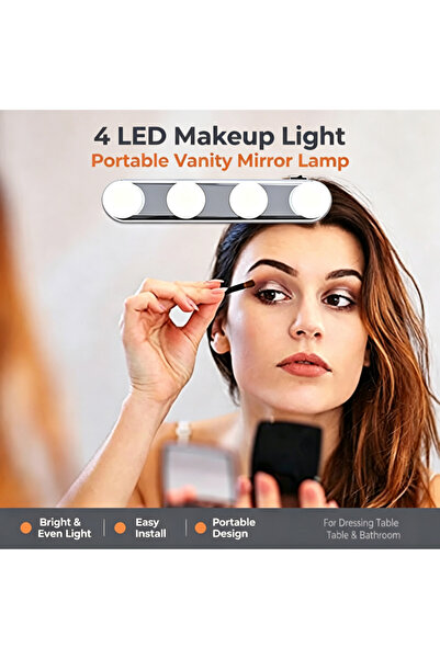 Boyue مرآة مكياج محمولة بإضاءة LED رباعية، إضاءة تجميلية لاسلكية قابلة لإعادة...