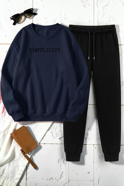uyguntarz Unisex Simppli City Design Printed Crew Neck Sweatshirt - 2-Piece T...