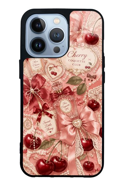 S Mode حافظة هاتف لامعة بتصميم Coquette من سلسلة Cherry Parfum لهاتف iPhone 1...