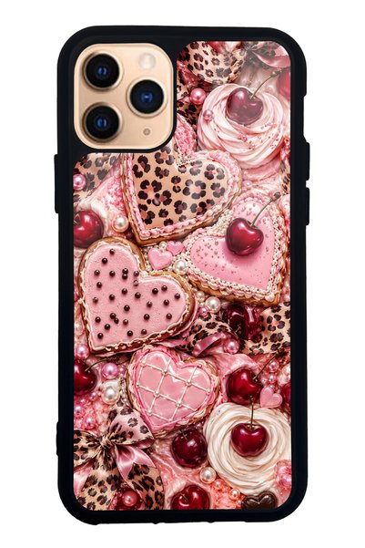 S Mode حافظة هاتف لامعة بتصميم Cherry Leopard Sweetheart لهاتف iPhone 11 Pro