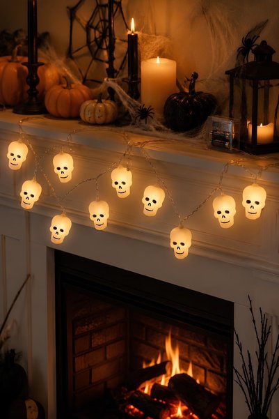 Patladı Gitti 10'lu Kurukafa LED Işık Halloween Cadılar Bayramı Tavan ve Deko...