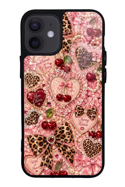 S Mode iPhone 12 Mini Wild Cherry Coquette Design Glossy Phone Case