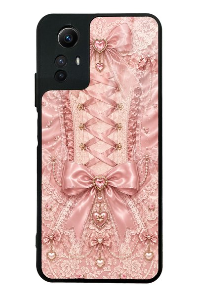 S Mode Xiaomi Redmi Note 12S Pink Corset Coquette Design Glossy Phone Case