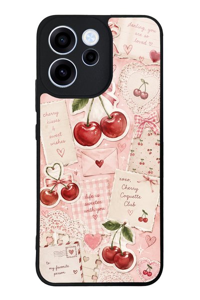 S Mode Oppo Reno 15F Glossy Phone Case with Cherry Love Letters Design
