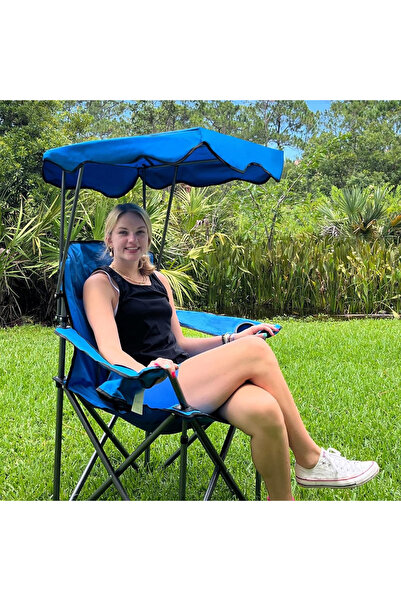 Sumkyle Portable Folding Camping Chair with Canopy, Outdoor Sun Shade Chair