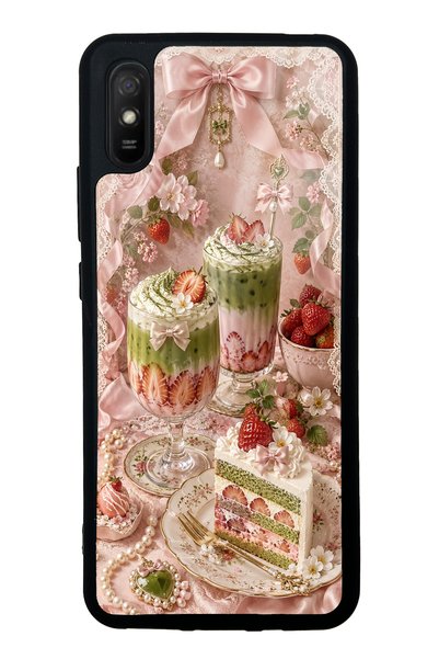 S Mode حافظة هاتف لامعة بتصميم Xiaomi Redmi 9A Berry Matcha Dream