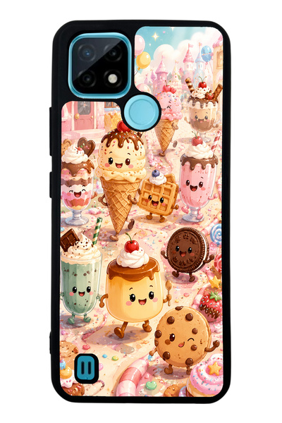 S Mode حافظة هاتف لامعة بتصميم Realme C21 Dessert Wonderland