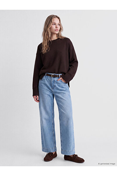 LC Waikiki Beli Belted Wideleg Women's Jean Trousers