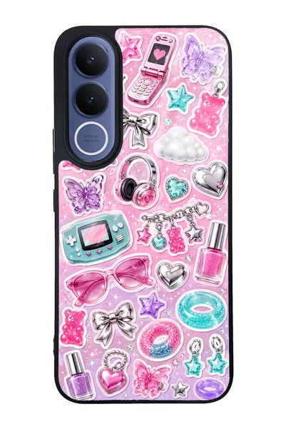 S Mode حافظة هاتف لامعة بتصميم Vivo V70 FE Y2K Sticker Dreams